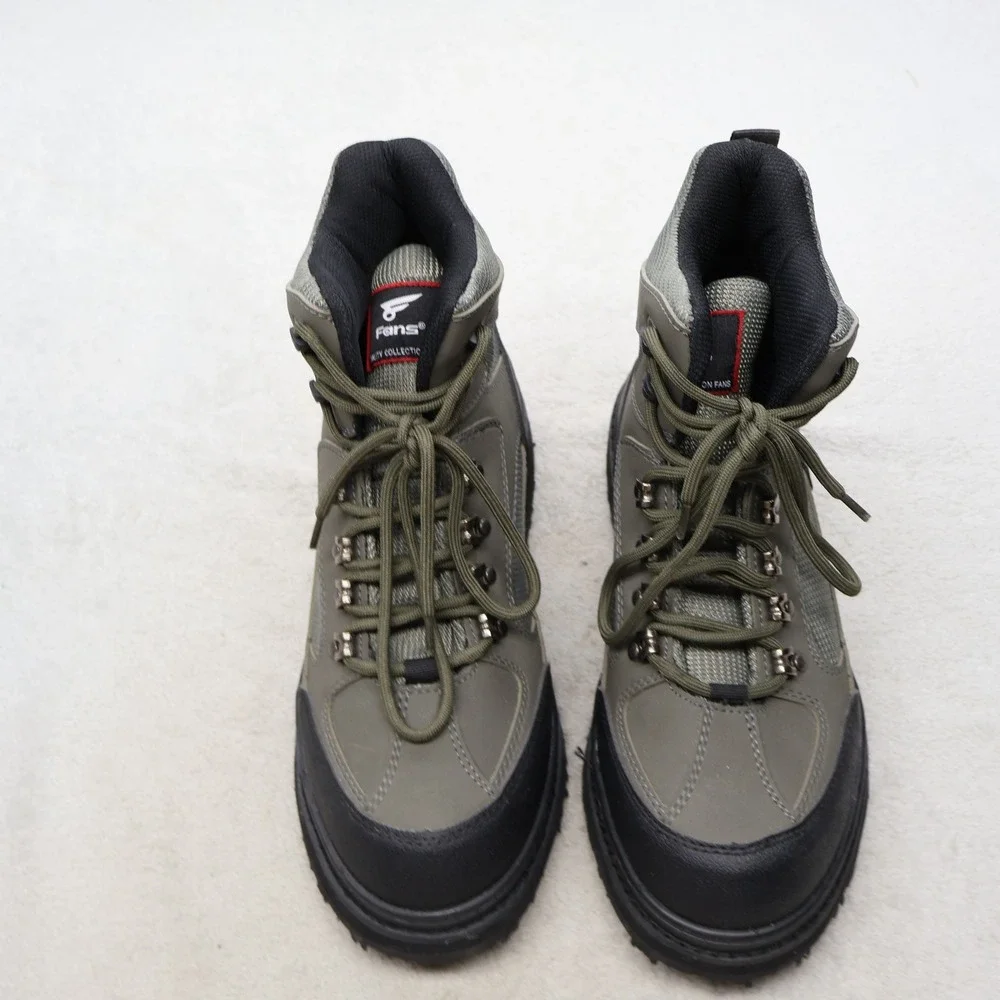 8Fans Mens 10 Hiking Boots Black All Terrain Utility Lug Sole Lace FSW-20231205